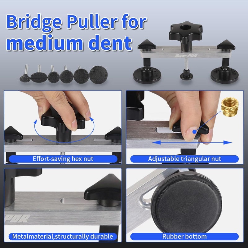 Super PDR طقم إصلاح خدوش السيارات - أداة سحب خدوش بدون طلاء مع مطرقة منزلقة 2 في 1، مسدس غراء وألواح غراء جديدة - مزيل خدوش DIY بدون تلف الطلاء للخدوش على الأبواب، البَرَد، غطاء المحرك والخدوش على الرفارف - Image 5